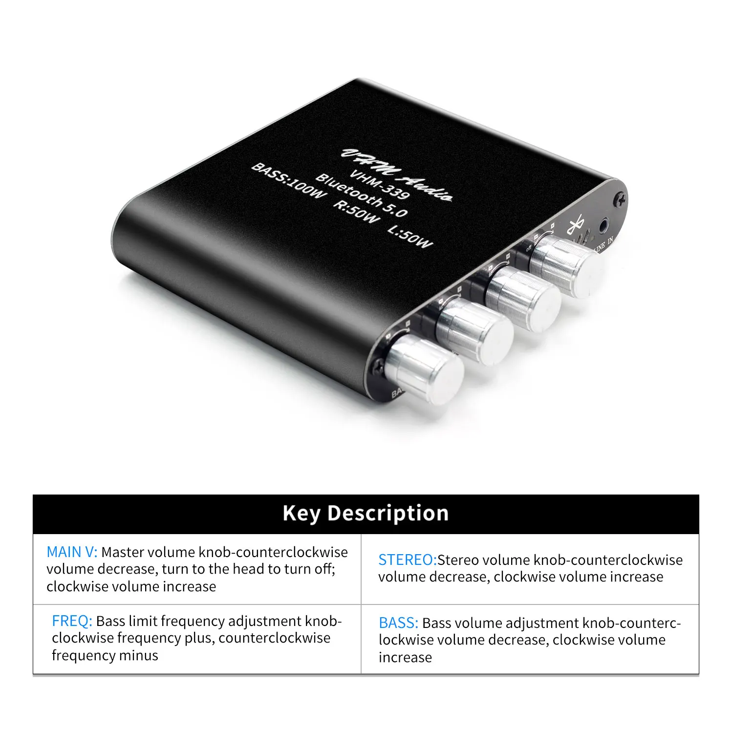 
VHM-339 HIFI Bluetooth 5.0 TPA3116D2 Digital Power Amplifier 2.1 Channel 2*50W+100W Stereo Audio Subwoofer Amplifier Amp Board 