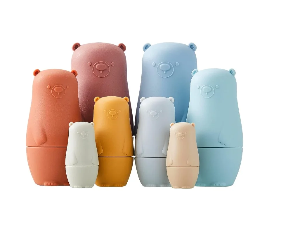 Russian Nesting Dolls Silicone Matryoshka Educational Stacking Nesting Dolls for Toddlers Food Grade Baby Silicone Teether