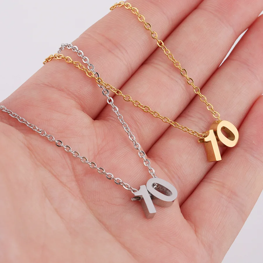 Hot Selling 18K Gold Plated Stainless Steel Birthday Digital Necklace Waterproof Skin ForGift for Teachers Friends Couples