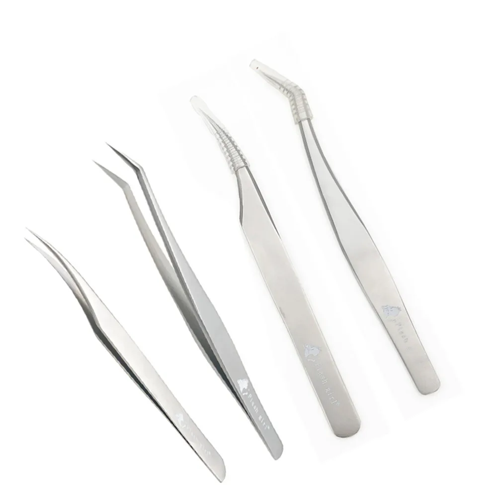Free shipping Wholesale Glitter Girls Eyelash Tweezers Wholesale Price Custom LOGO Eyelash Extension Stainless Steel frosted