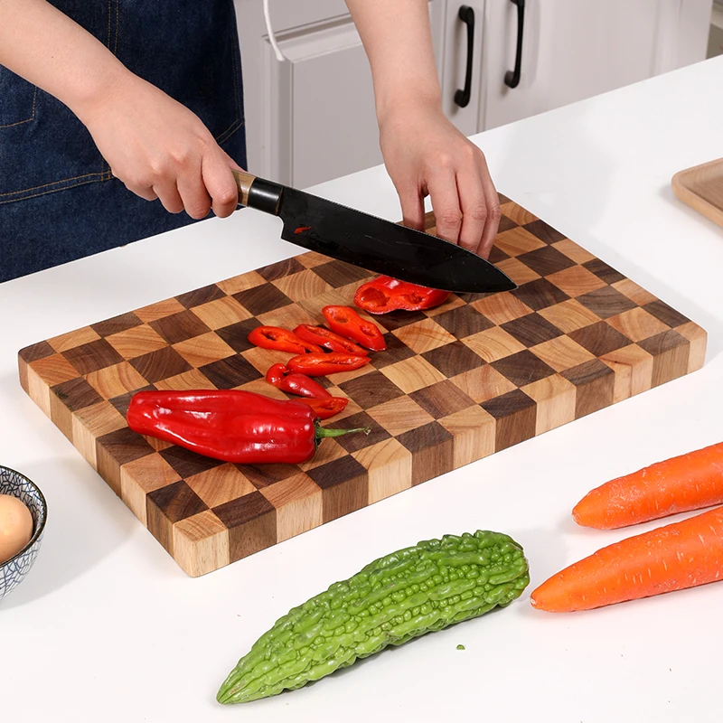Natural Wood Cutting Board with Handle Wooden Kitchen Chopping Board Thick Dishwasher Safe for Meat Cheese Vegetables Fruits