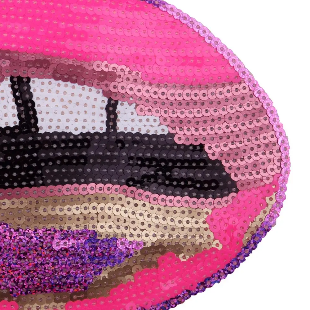 
GUGUTREE big sequined mouth patches,large lips sequined applique back patch for jackets JW-204320 