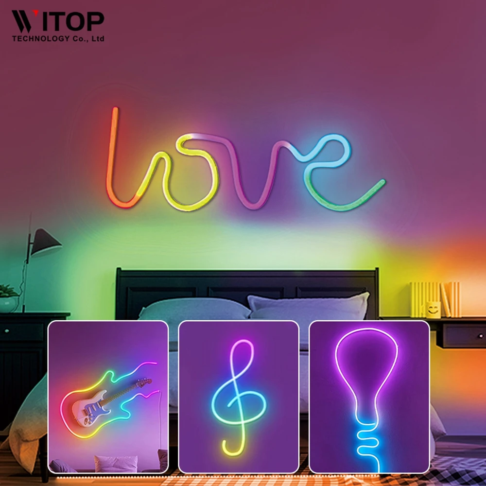Сгибаемый силиконовый набор для неонового освещения TUYA App WiFi Control DC12V 06*13 SMD5050 Полноцветный RGB 24V