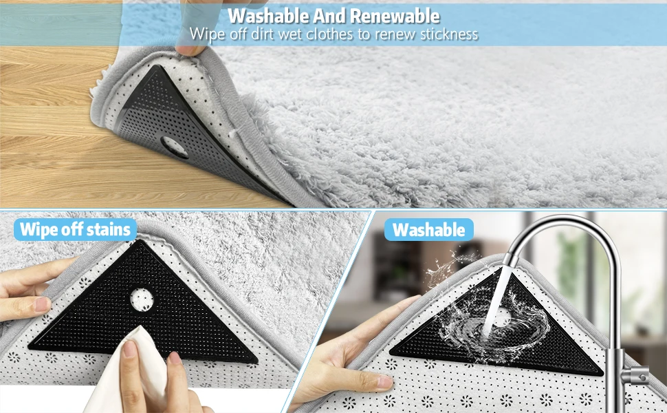 8 pieces  rug gripper,waterproof and no residue  carpet gripper,double side anti slip gripper for marble hardwood