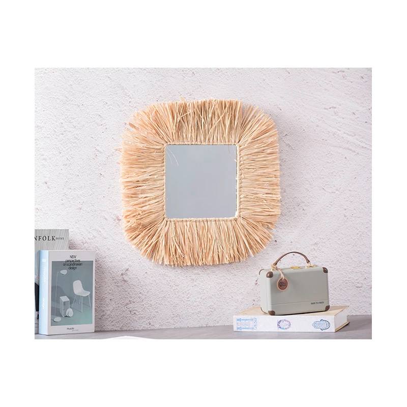 Горячая Распродажа деревенское винтажное декоративное зеркало для гостиной ручной работы Тканое декоративное квадратное зеркало