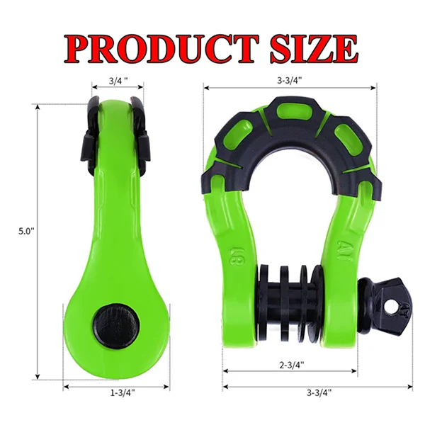 Waterproof Off-Road 4.75T  Hot Dip Galvanized Surface Large Colorful Painted Steel Bow Tow Shackle