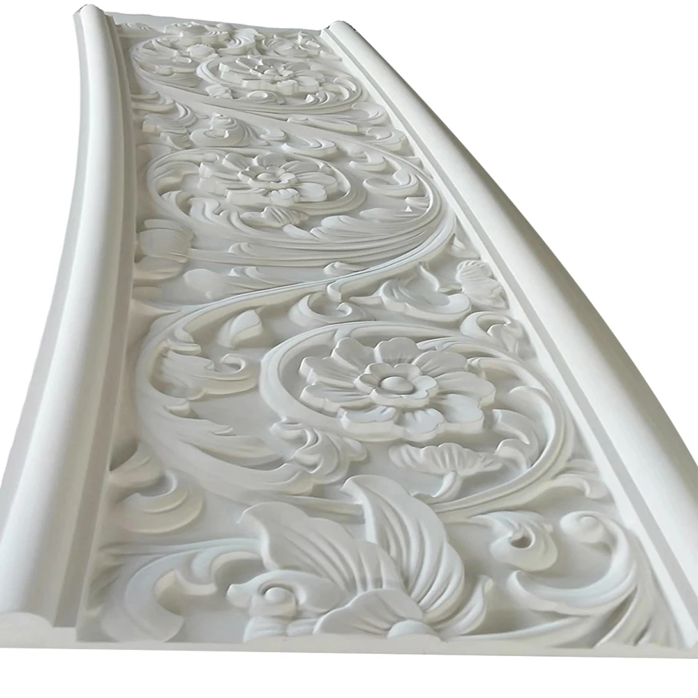 Relief Classic Golden Gypsum Powder Plaster Ceiling Design GRG Wall Decoration Modeling For Office Building