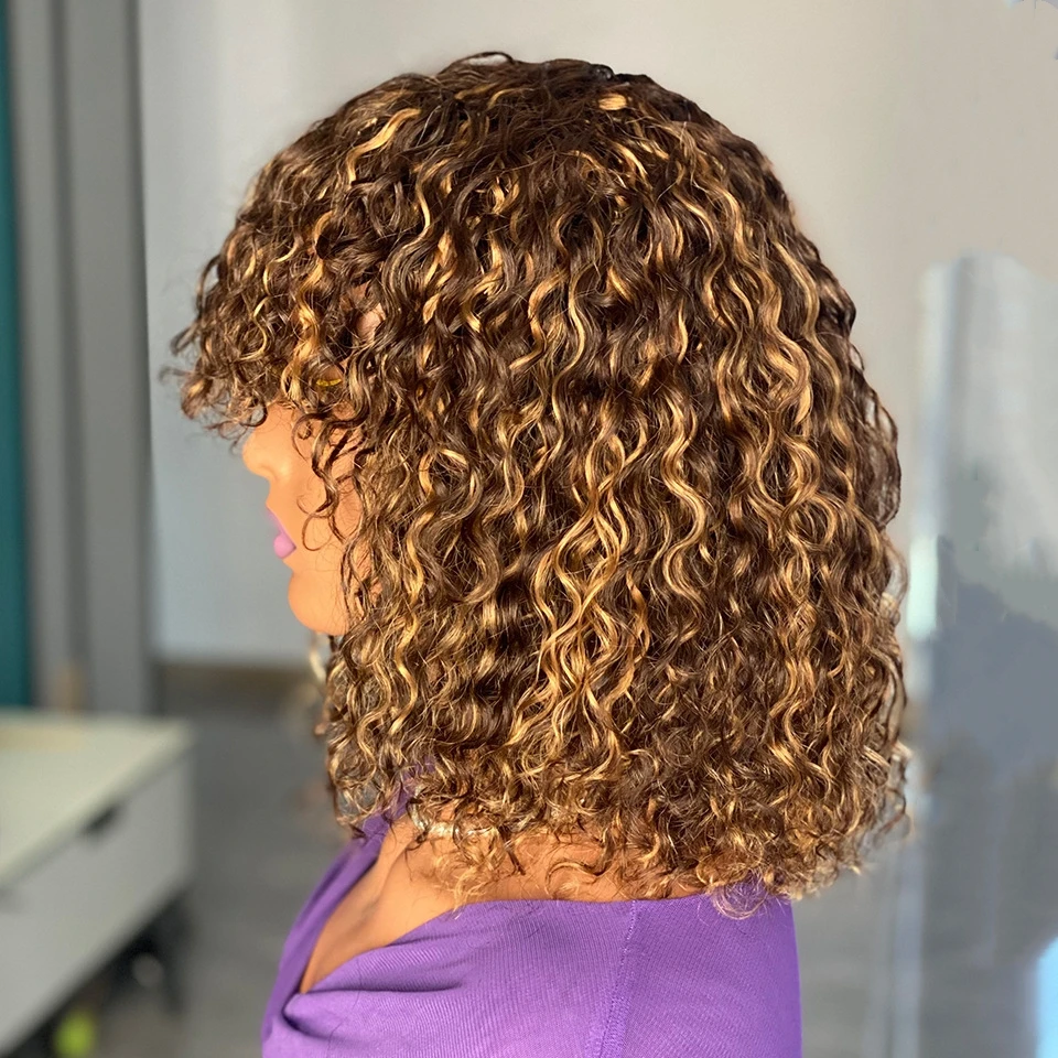 High Density 180 %  Size 13*4 Water Wave Machine Made Wigs 12 inch  Wigs 100% Human Hair Short Natural Hair Wig