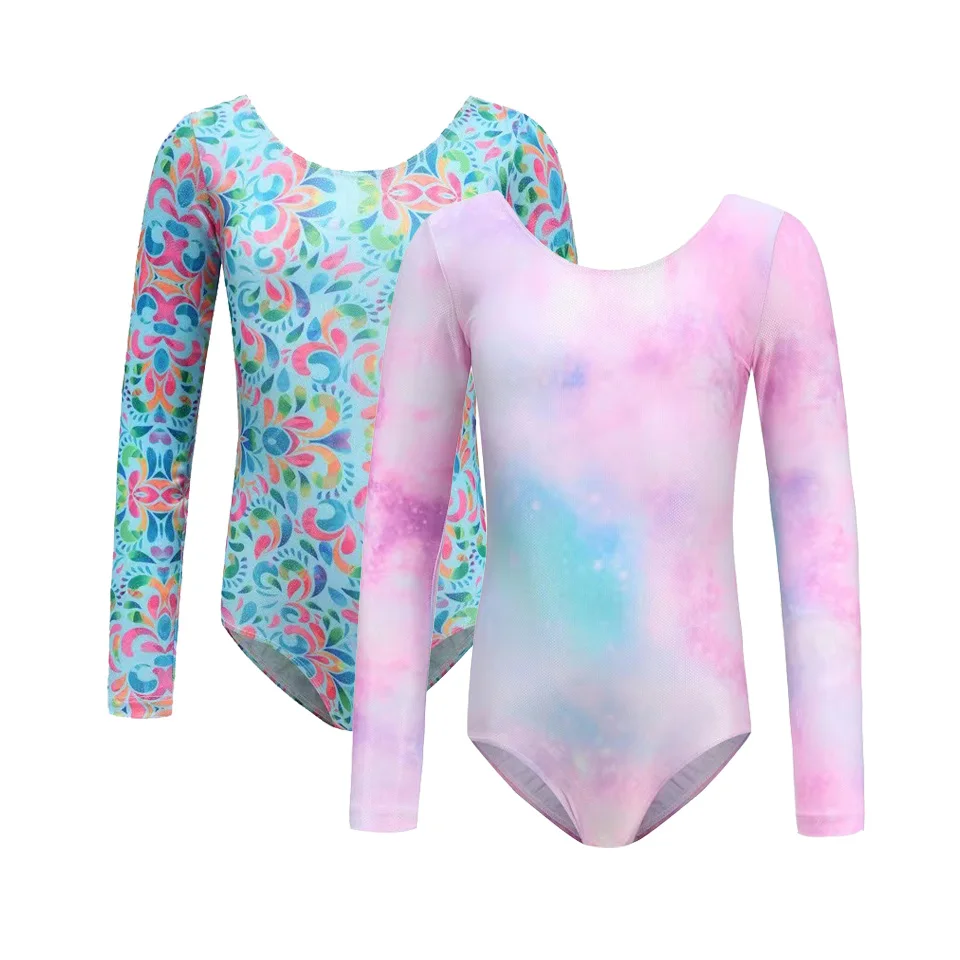 Children One Piece Dancing Outfits Girls Ballet Leotards Wear Long Sleeve Leotards