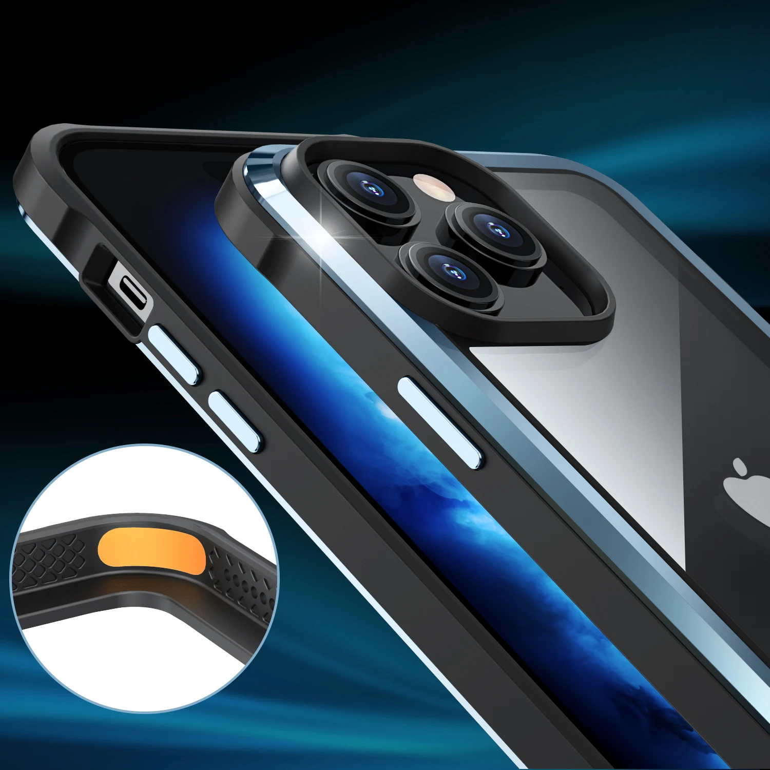 New 2 in 1 Heavy Duty Phone Case for iPhone 14 Pro Max Rugged Armor Metal Protective for iPhone 13 14 Clear Cases