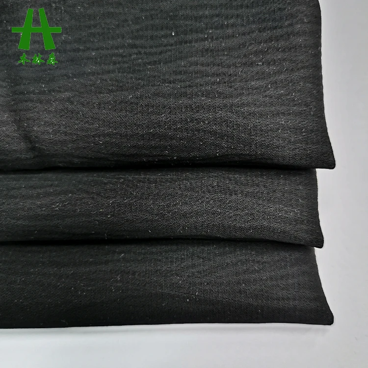 Mulinsen Textile Woven Polyester Spandex Jet Black Nida Crepe Zoom Fabric