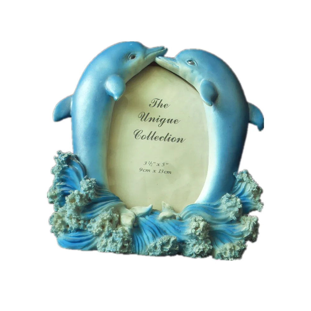 Nautical Style 3D Dolphin Photo Frame Resin Craft Animal Series for Home Decoration and Tourist Souvenirs