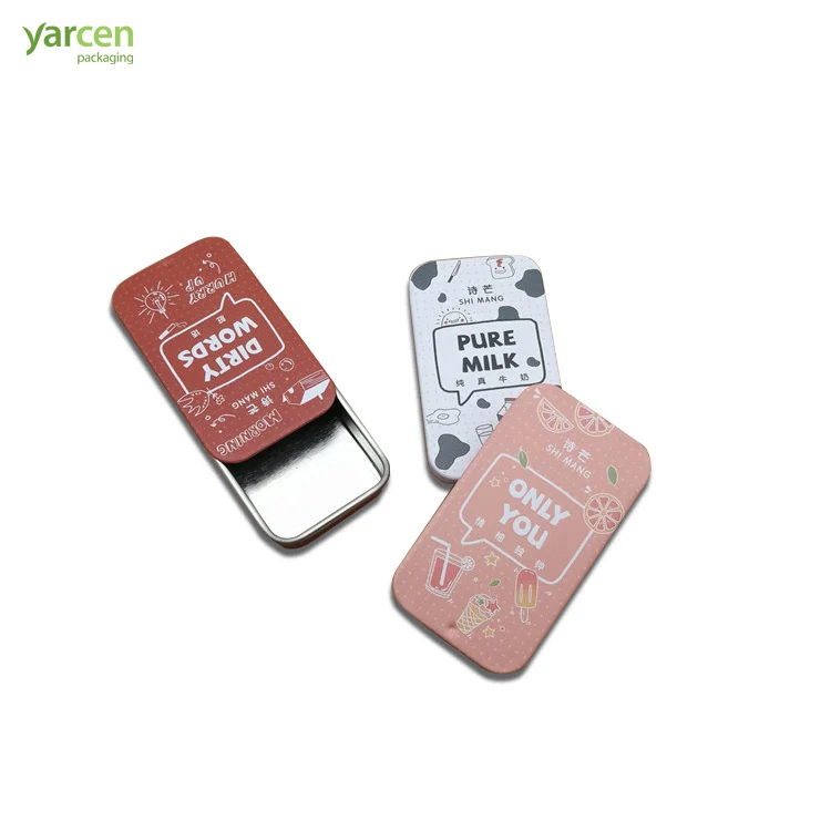 Wholesale Slide Top Metal Tins Mini Sized Chewing Gum Tin Box Small Balm Tins With Sealed Lids