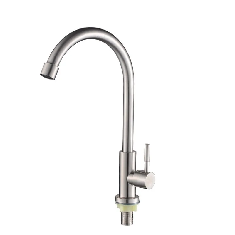 Commercial 304 Stainless Steel cold water modern pull out Kitchen Deck Faucet With Faucet Hole Cover Kitchen Sink Faucet