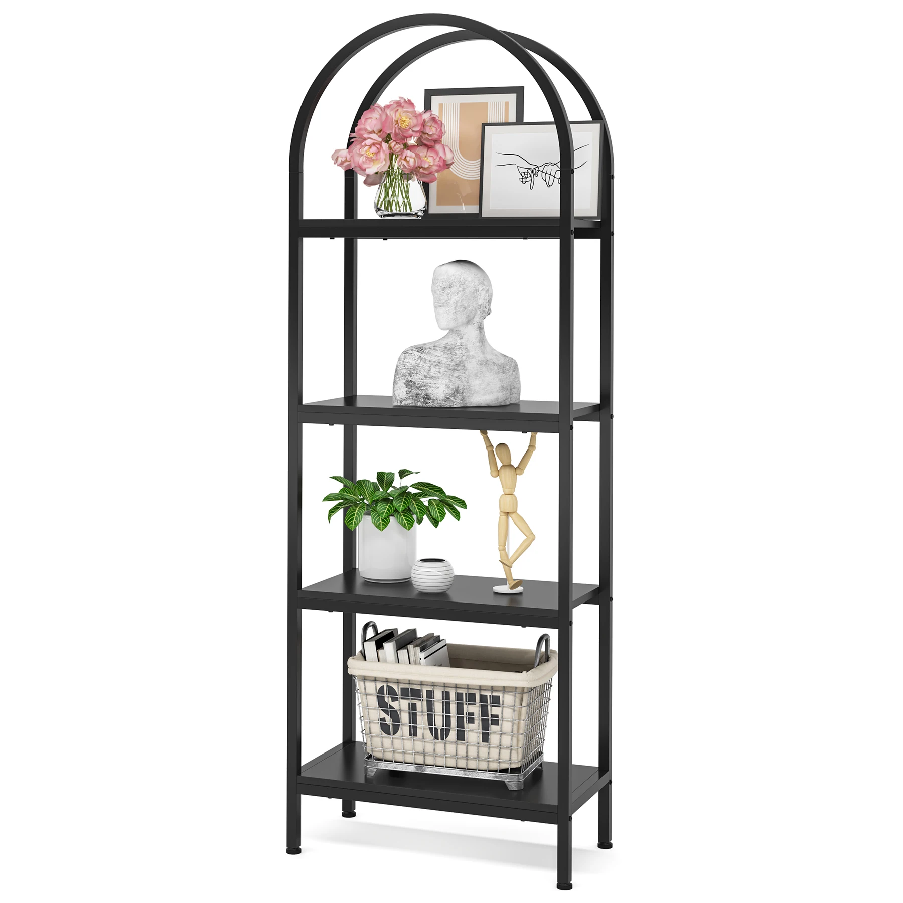 Tribesigns 4 -tier shelf  Freestanding Bookcase Display Rack with Storage Shelves