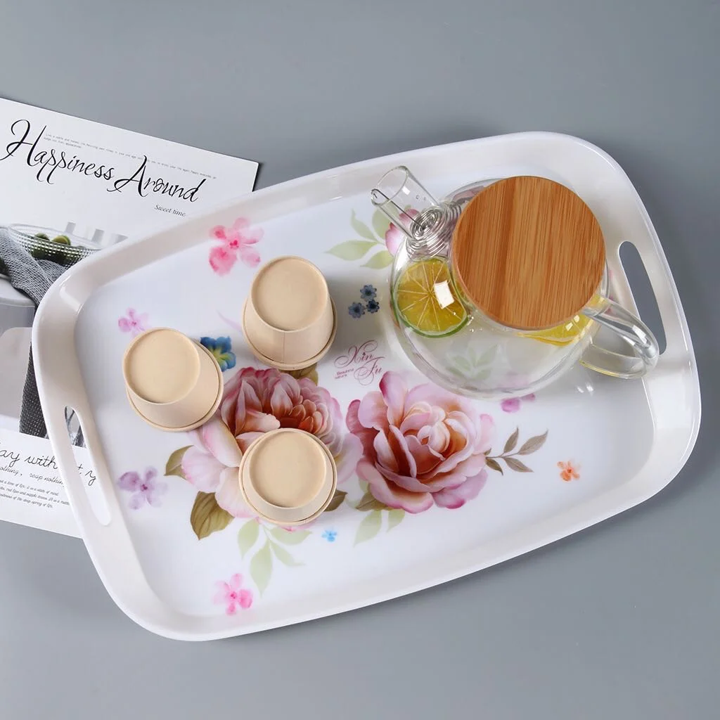 Irregular Shape Stocked Reusable Home Restaurant Hotel Melamine Tray Sustainable Dinnerware Set