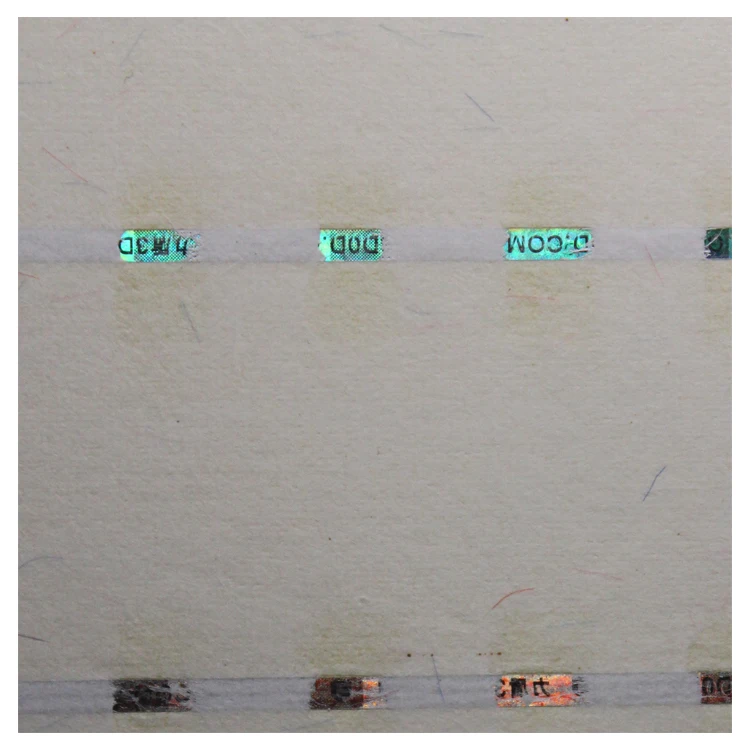 Watermark Paper with Security Thread Made from Virgin Wood Pulp with High Waterproof Used for UV Offset Printing