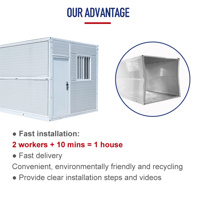 China Flat Pack Prefabricated Fast Foldable Portable Modular 20ft 40 Folding Mobile Container Tiny House Homes