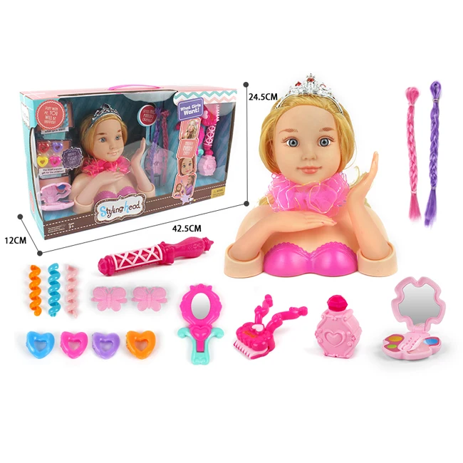Princess styling head toys half length doll set pretend playing hairdressing fun kids make up set girls as gift
