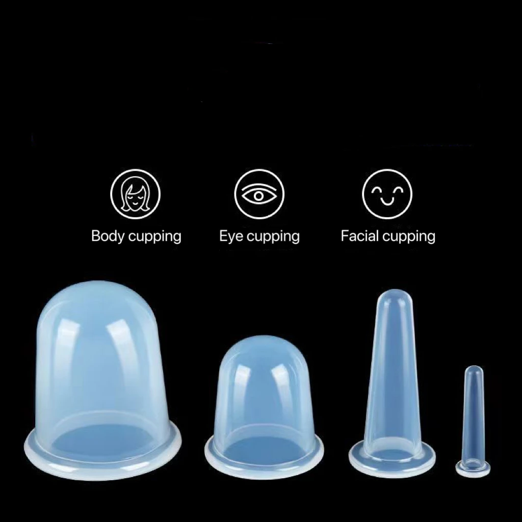 4 in 1 Silicone Facial Cupping Cups Silicone Cupping Therapy Sets Massager Silicon Vacuum Physical Therapy for Health Care