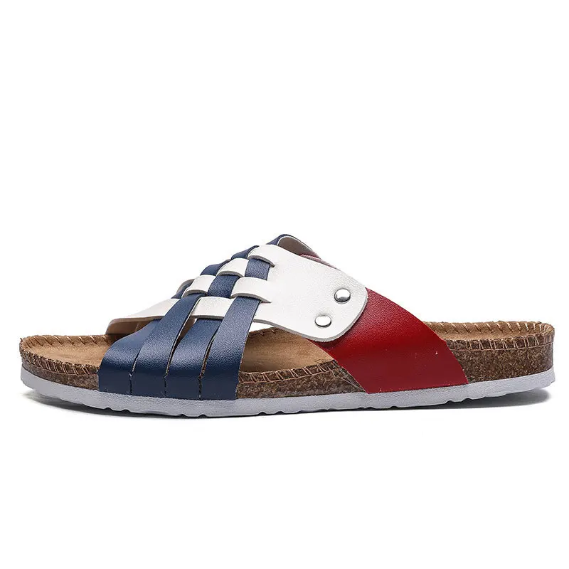 Popular Wooden Sandal For Man open toe Real Cork Sole slippers for men rubber