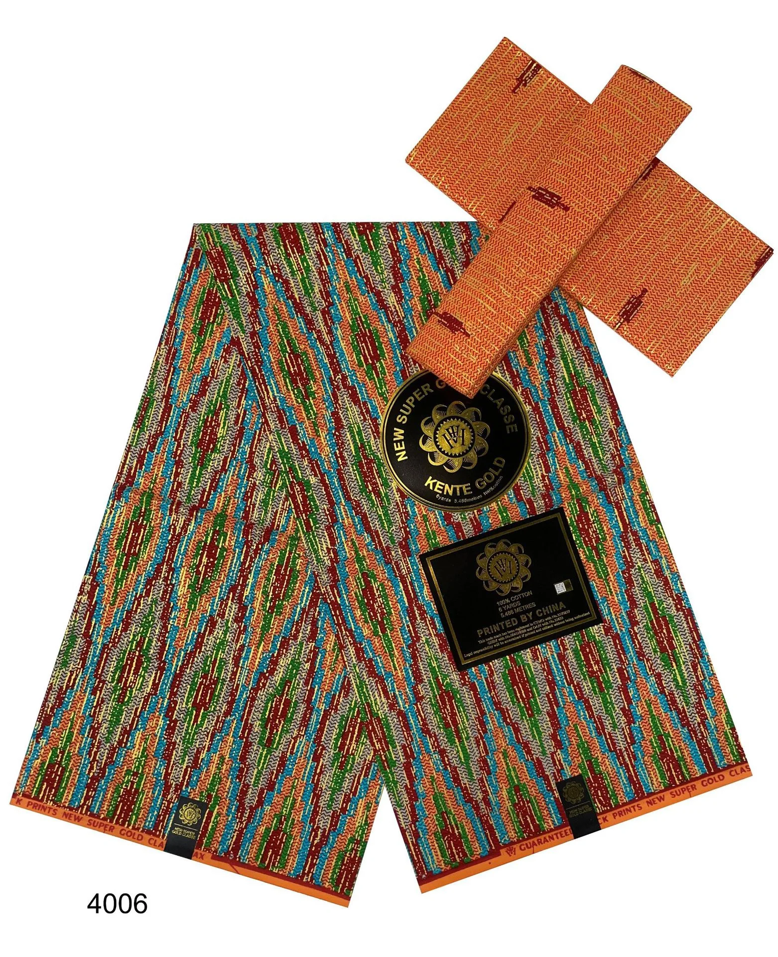 ACI 2+4Yards Ankara African Gold Fabric Real Wax Fabric 100% Cotton Material Nigeria Ghana Kente Style For Cloth Sewing