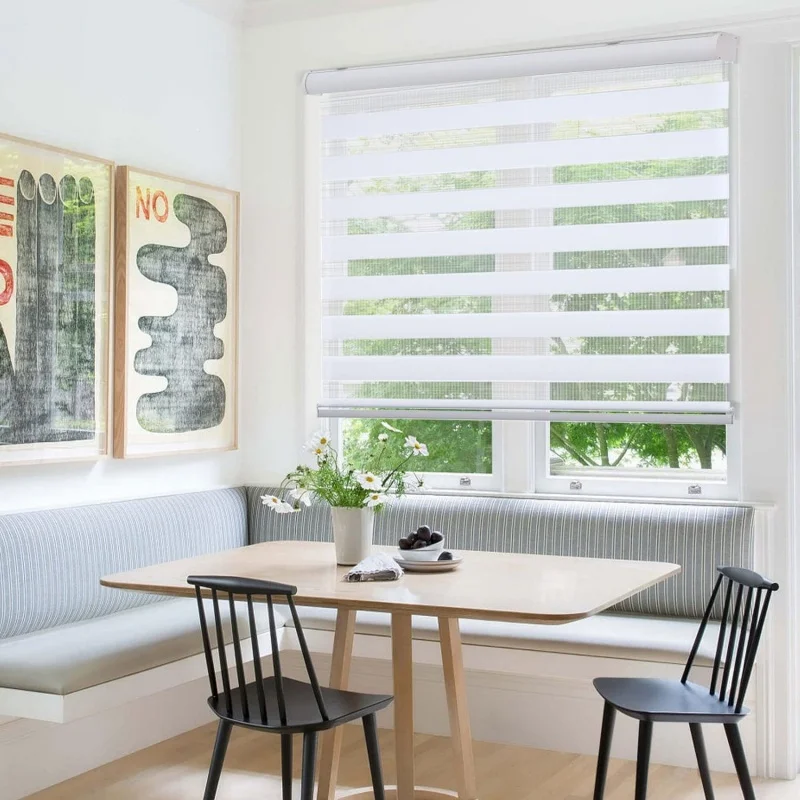 Wholesale Cordless 100% Polyester Light Filtering Sheer Shades Zebra Blinds For Window