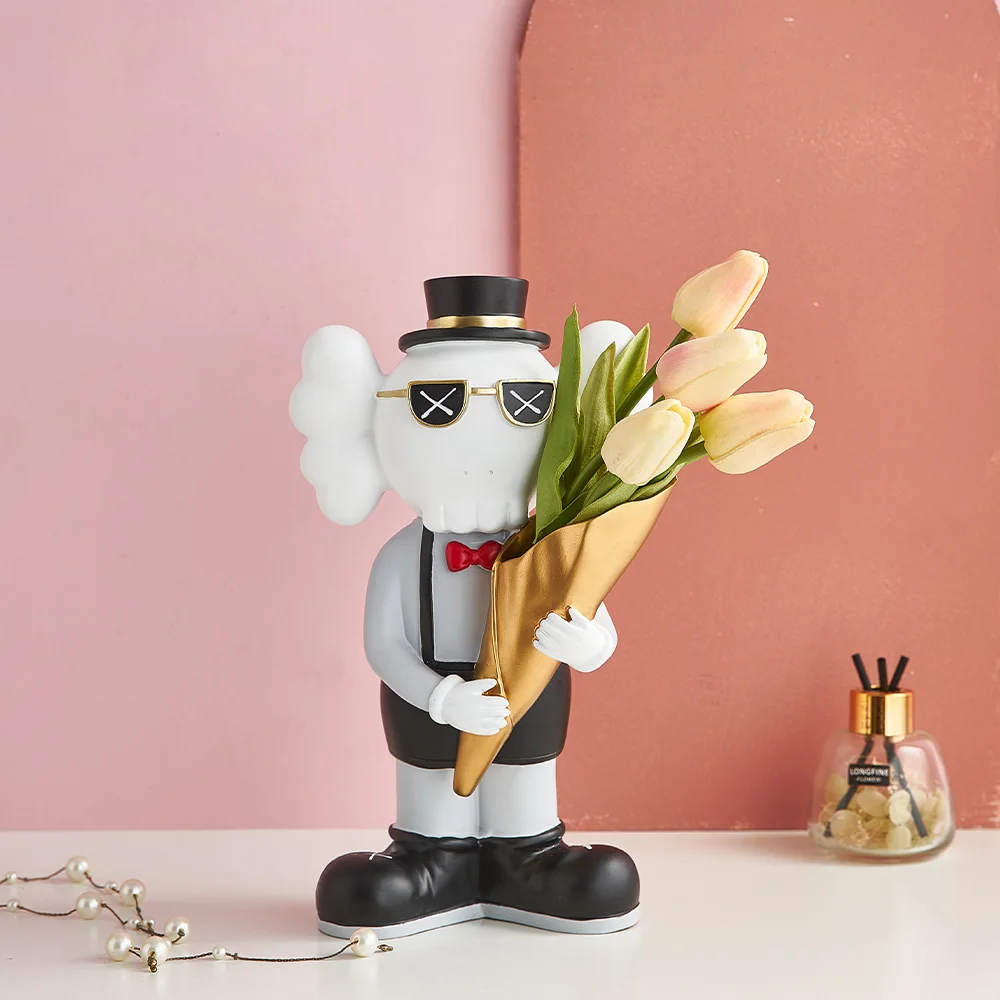 Nordic Decoration Home Furnishing Coase Bouquet Flower Decoration Resin Sculpture Vase