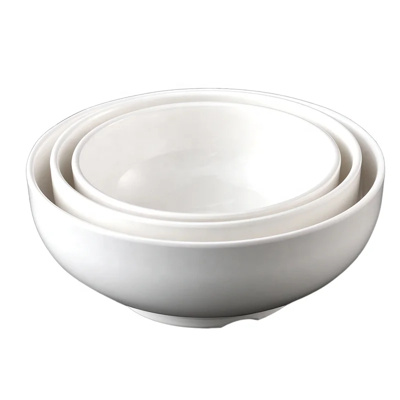 Factory Wholesale Soup and Noodle Serving 7 Inch Large Capacity White Melamine Salad Bowl