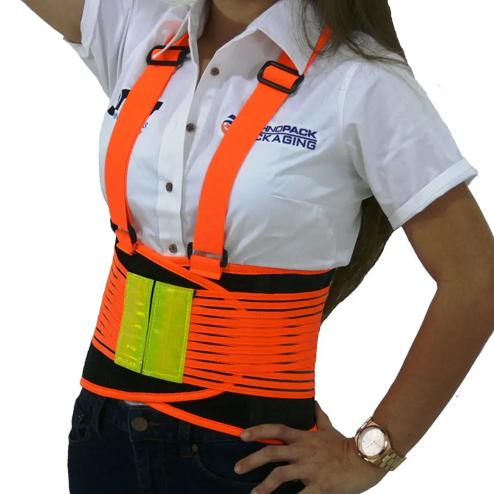 Reflective adjustable waist lumbar back support belt