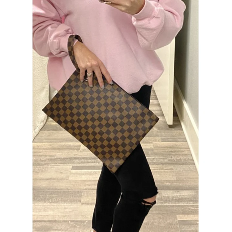 Simple New Styles Color Lump Wholesale Women Casual Fashionable Large Purse Personalized Zippers Checkered Print Clutch Handbag