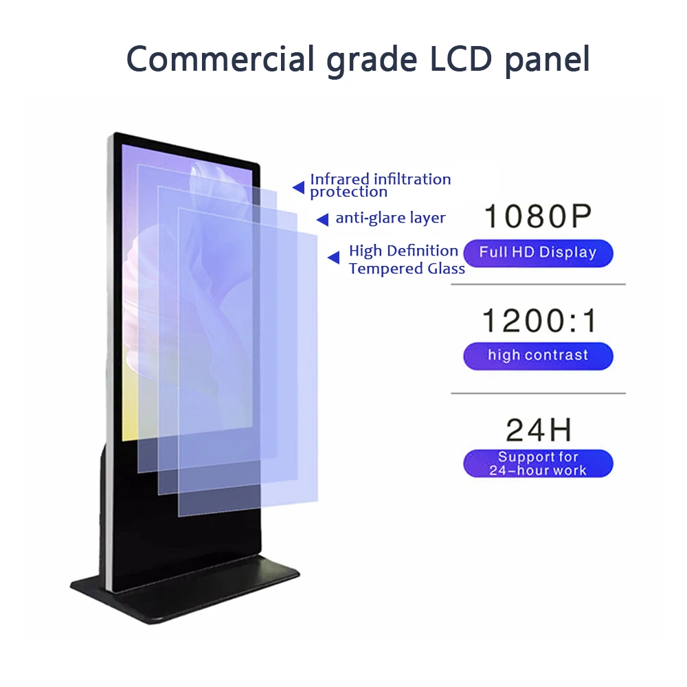 Vertical Floor standing 49 Inch no touch screen Android OS advertising Lcd Digital Signage display kiosk