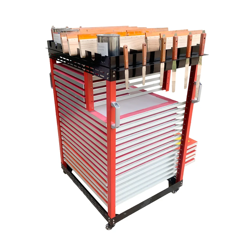 20 screens multi-function silk screen printing frame rack cart screen drying equipments