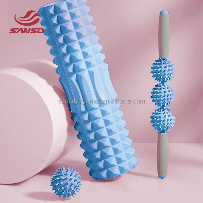 Sansd New Design Yoga Muscle Fitness Massage Stick Relax Fitness Deep Tissue Massage Spike Foam Roller Deep Foam Roller