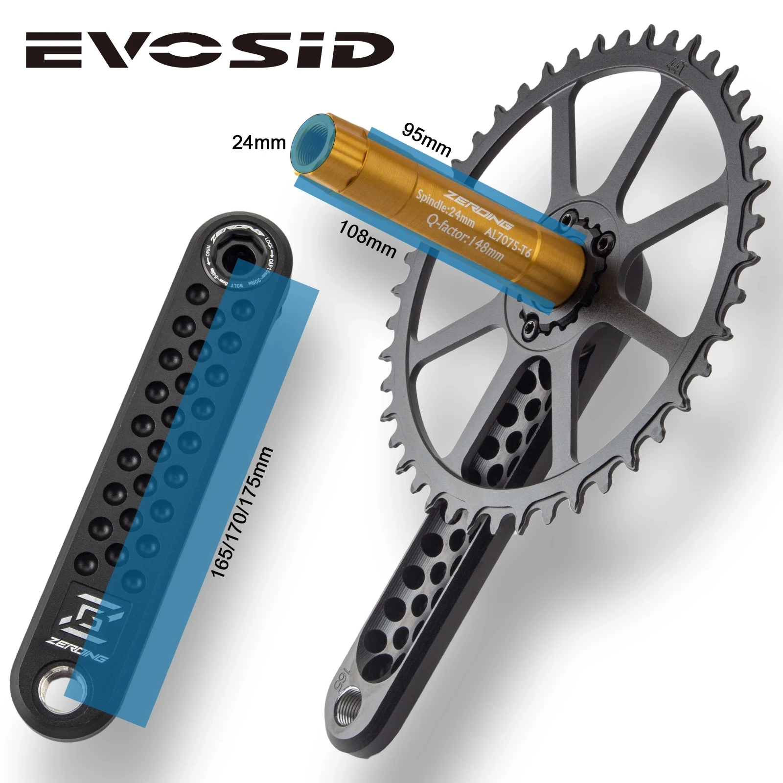 Bicycle Cranks Ultralight 170mm Crank Aluminum Alloy Bottom Bracket Bearing 40-48t Bicycle Chainwheel