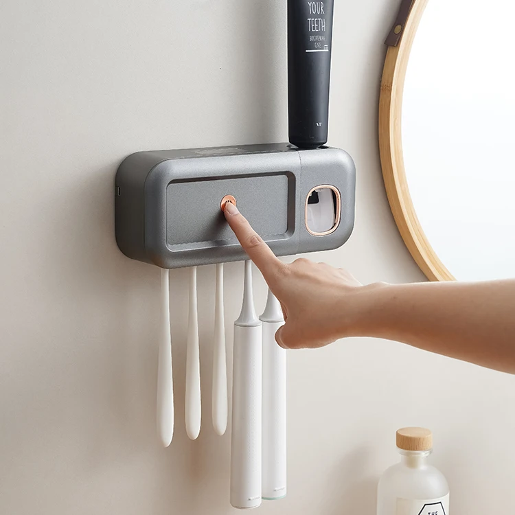 Wall Mounted Tooth Brush Sterilizer Cleaner Sterilization And Solar Charging Rechargeable Cordless Bathroom Toothbrush Holder