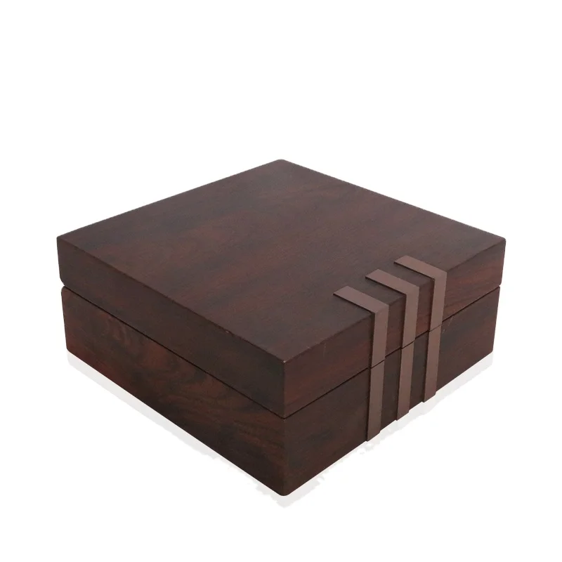 Элегантные однотонные деревянные коробки для хранения часов с коричневой бархатной подкладкой
