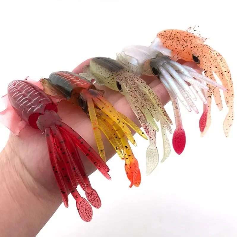 Factory wholesale 15cm 60g new luminous Soft Plastic Octopus Skirts squid hook jig fishing lure