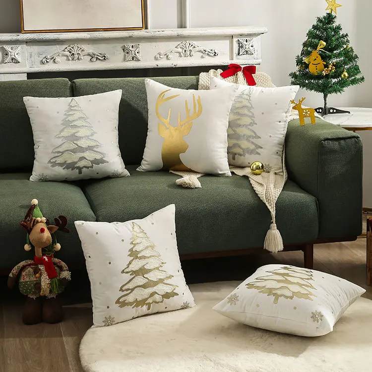 New Santa Claus Printing embroidery 3D Pillow Cover Xmas Pillow Case Merry Christmas Cushion Cover For Christmas Decoration