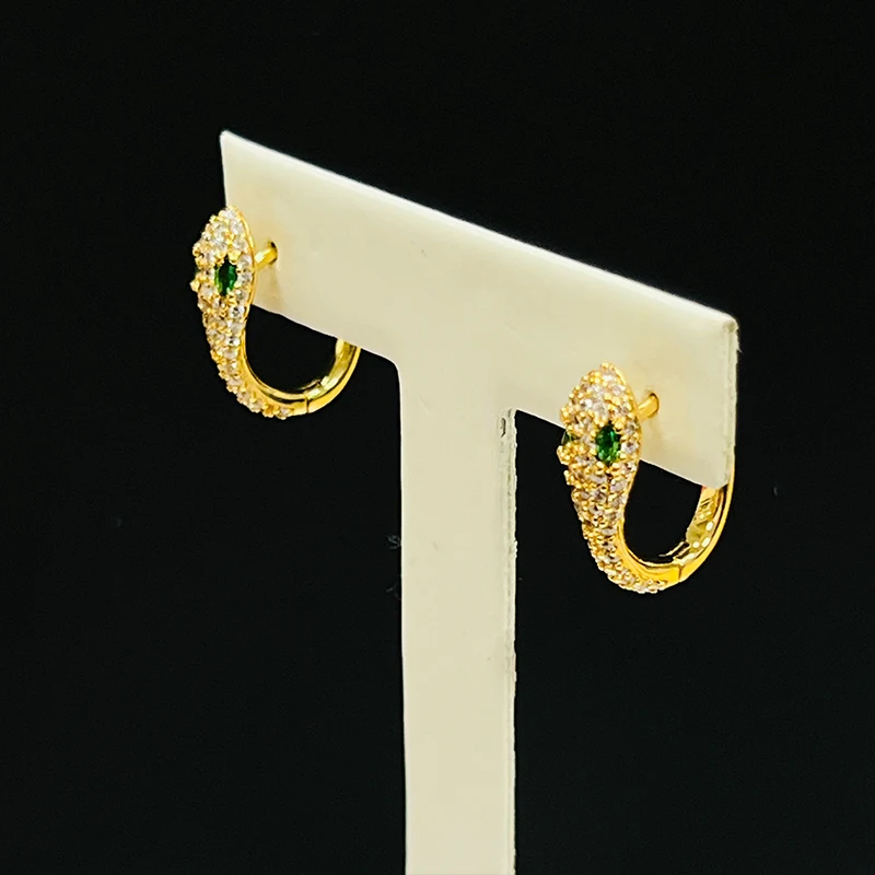 Wholesale stock gold zirconia inlaid snake earrings fashion ladies jewelry high quality copper earrings