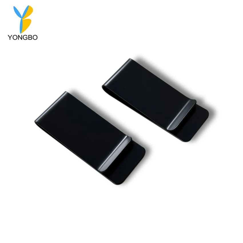 Banknote Clip Wallet Holder Metal Money Clip Black  for Cash and Credit Cards Solid Spring Money Clip