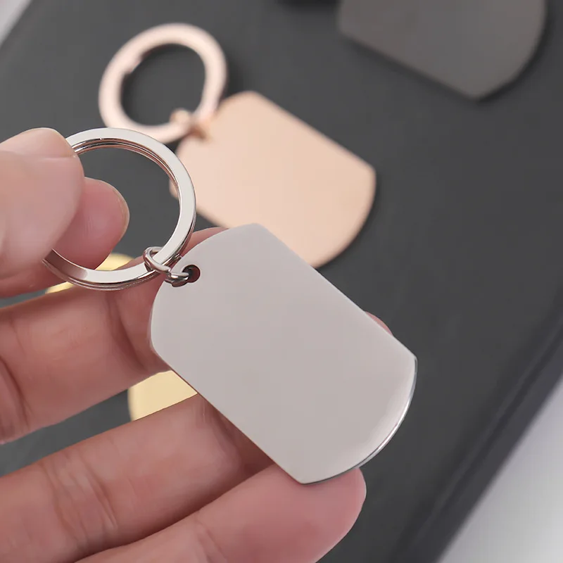 Customize Metal Key Ring Laser Engraved Name Logo Blank Stainless Steel Dog Tag Keychain