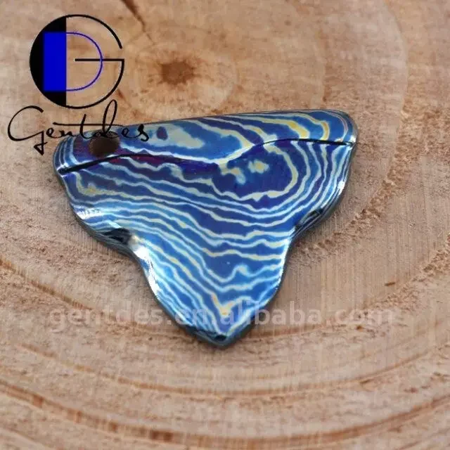 Gentdes Jewelry Fashion Handmade Design Shark Teeth Timascus Pendant Necklaces for Mens Jewelry