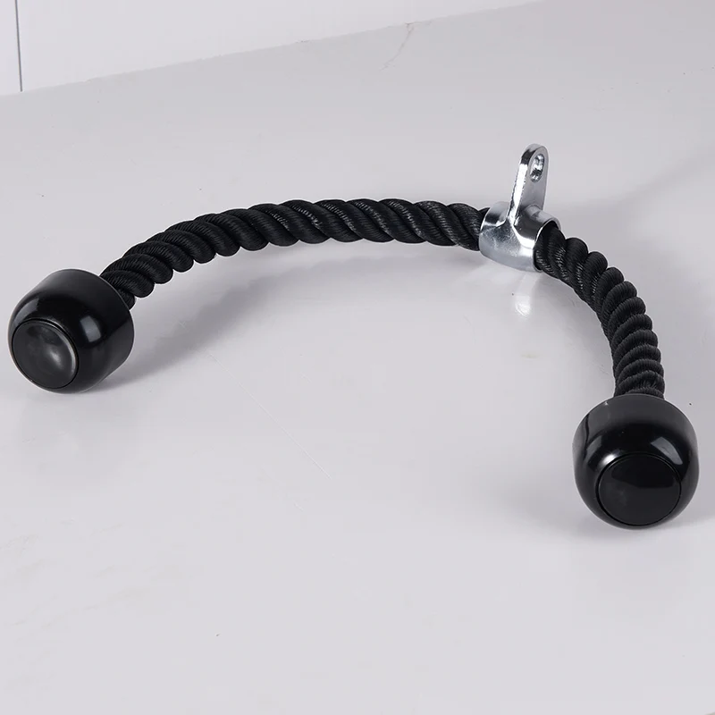 TELLUS Tricep Press Down Rope Fitness Attachment Cable Machine Pulldown Heavy Duty Coated Nylon Rope with Solid Rubber End