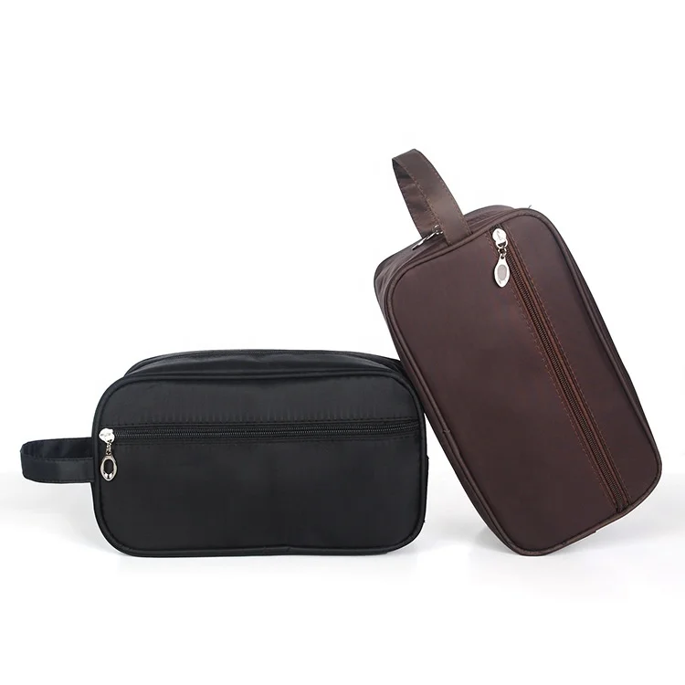 Custom Logo Small Leather Nylon Cosmetic Pouch Shaving Dopp Kit Mens Travel Toiletry Bag cosmetic bag for man