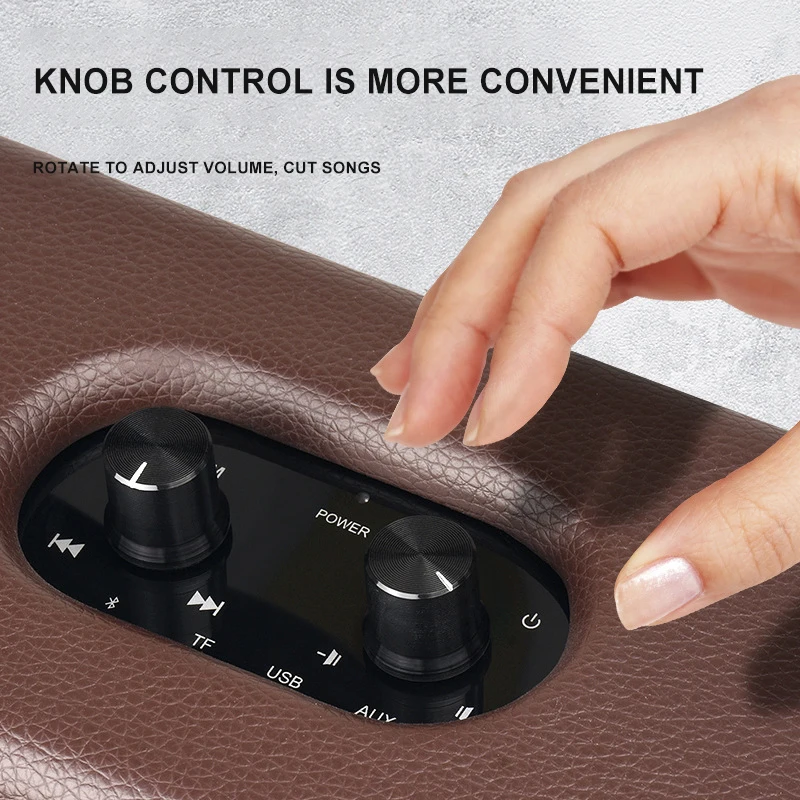 4500Mah Rechargeable Battery 16W Heavy Bass Music Player Outdoor Speaker Retro Wooden Bluetooths Speaker