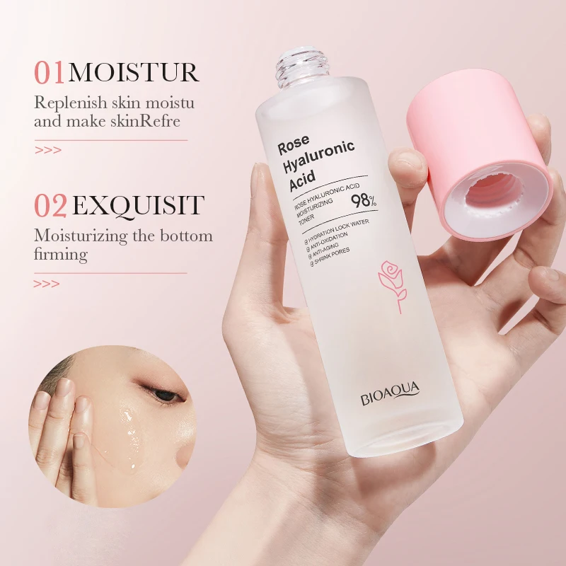 OEM ODM BIOAQUA Beauty Product Rose Hyaluronic Acid Moisturizing Toner Anti Oxidation And Aging Facial Care Rose Water Skin Care