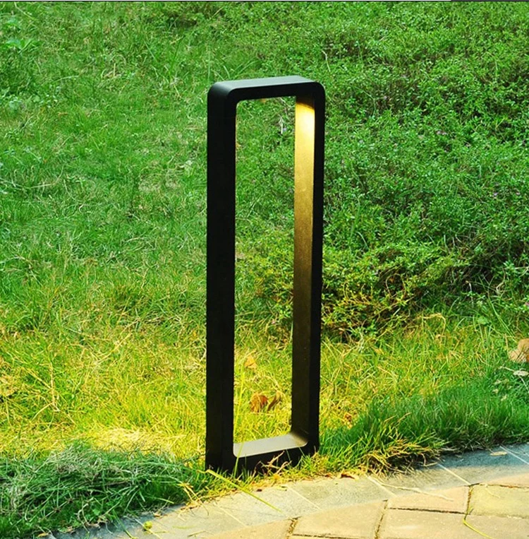 Popular Outdoor Waterproof IP65 Modern Rectangular Lawn Light Landscape Bollard Light Led Garden Light Aluminum 90 80 AC 85-265V