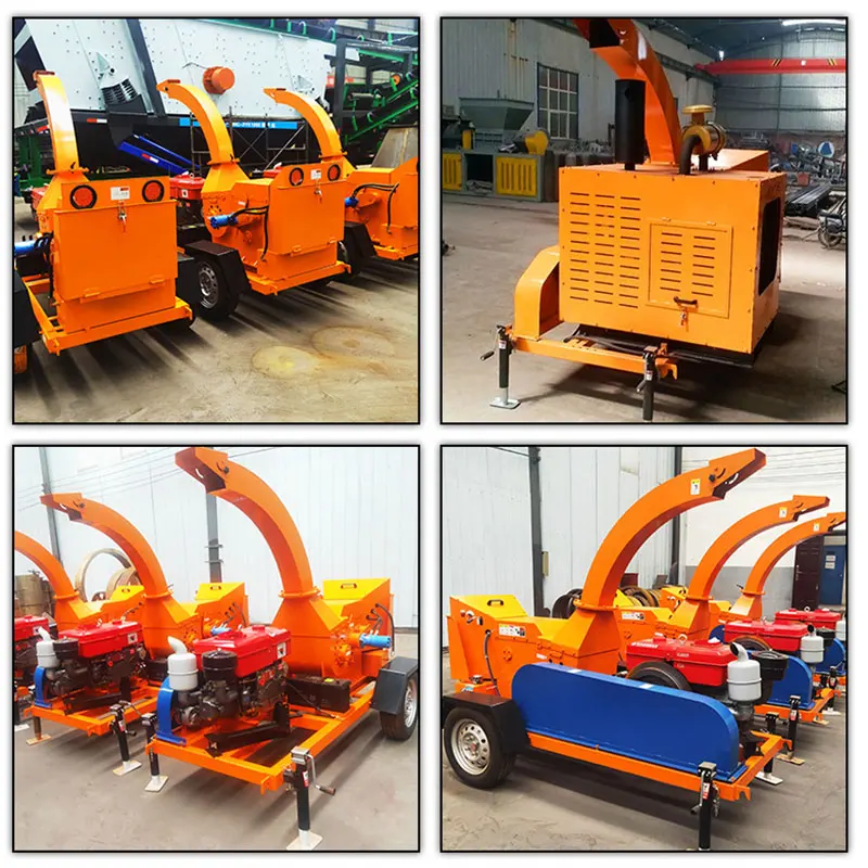 Large hydraulic mobile tree log branch crusher pto diesel wood chipper shredder machines with tractor engine powered for garden