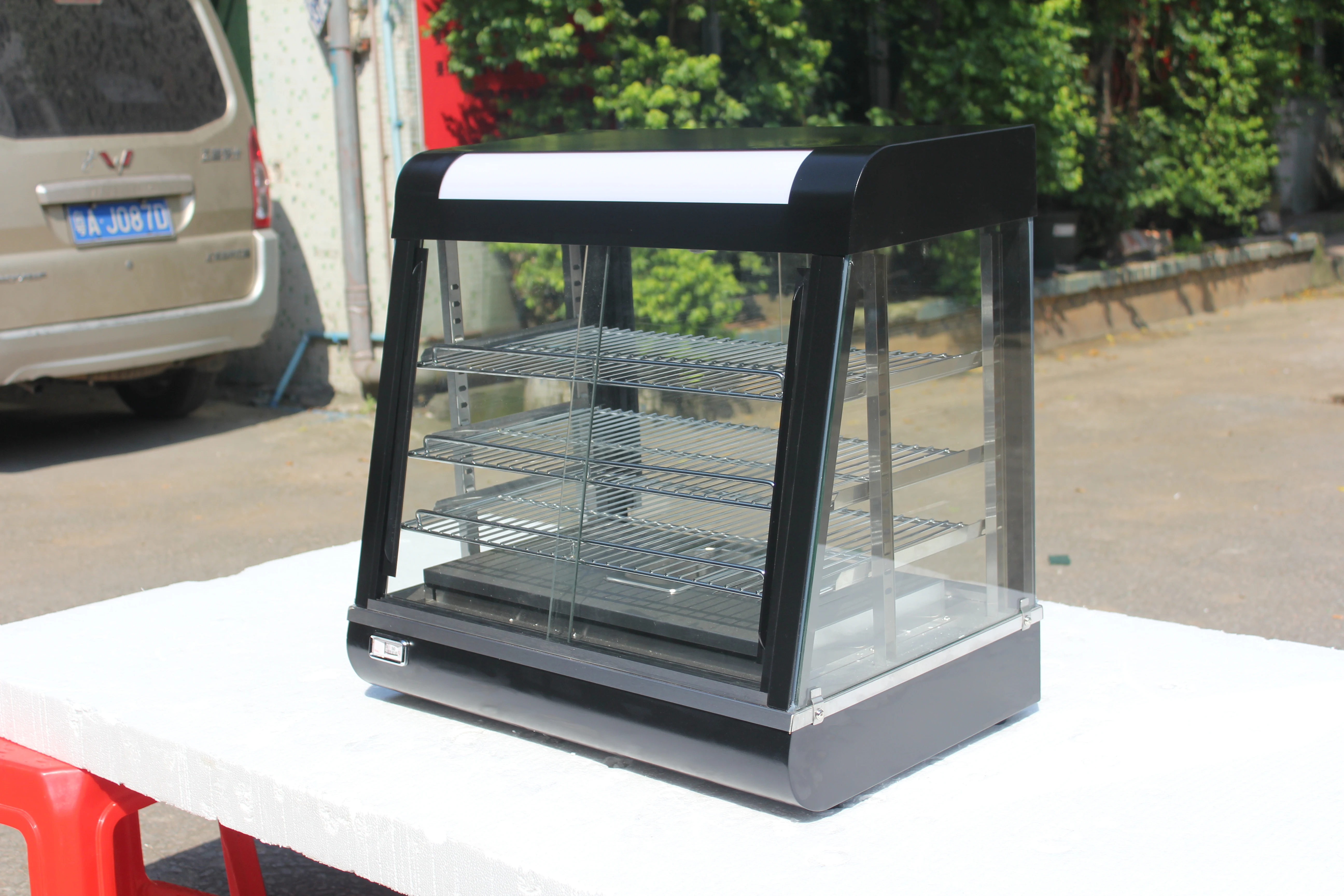 Food warmer showcase black Electric display showcase food warmer electric showcase Original Product